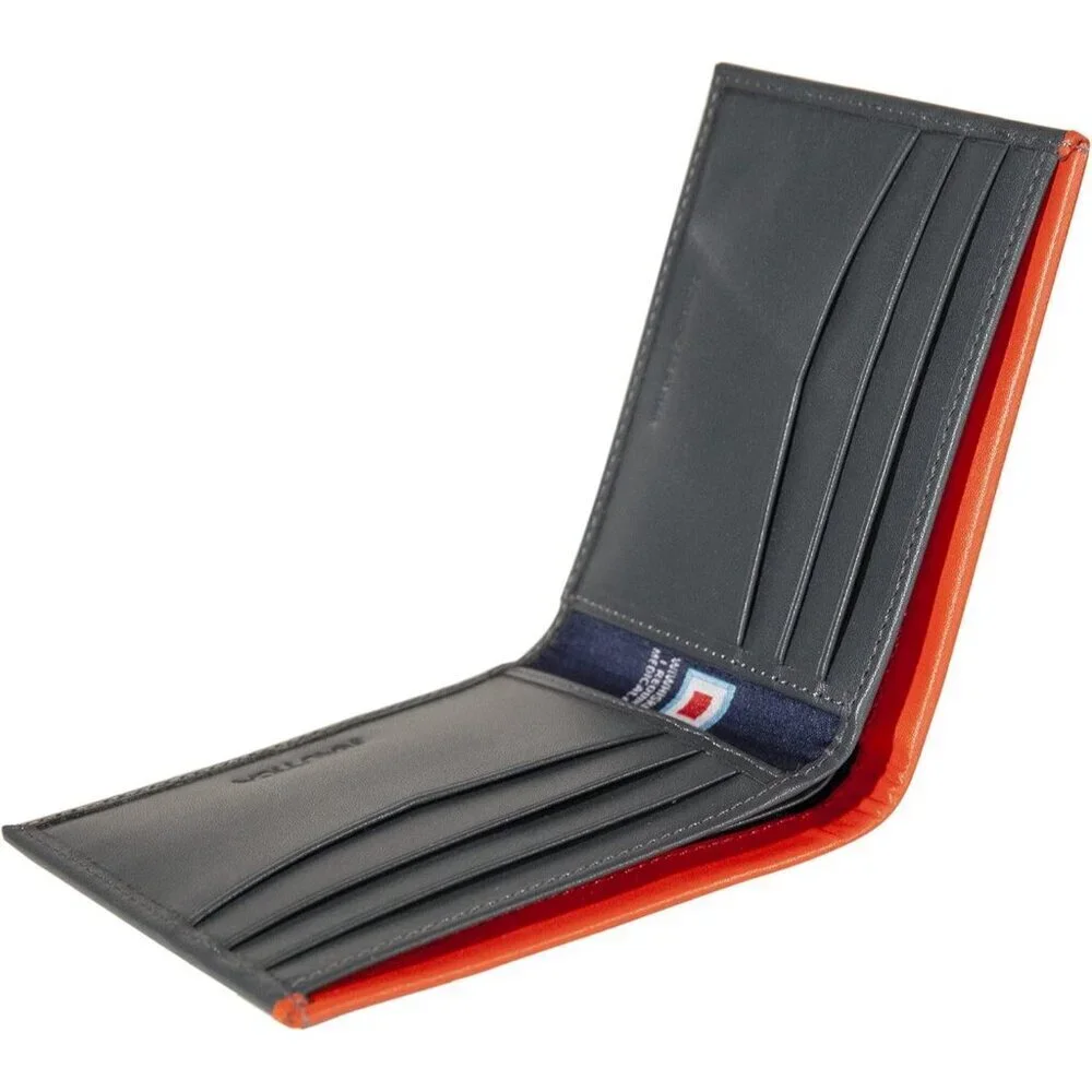 Men's Navy/Red Bifold Leather Wallet RFID Blocking ID Window Card Slots